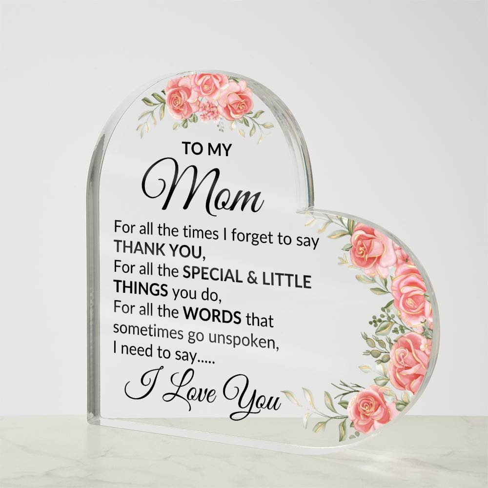 Mom, I love you | Heart Acrylic - Kim’s Signature Beauty & Accessories (Store description)