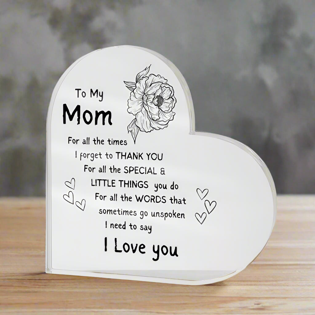 Mom, I Love You Acrylic Heart – A Gift She’ll Cherish Forever - Kim’s Signature Beauty & Accessories