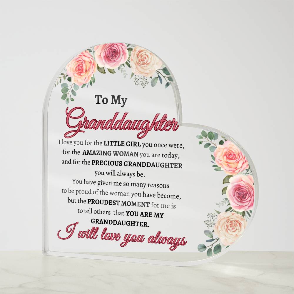 To My Granddaughter Acrylic Heart - Kim’s Signature Beauty & Accessories