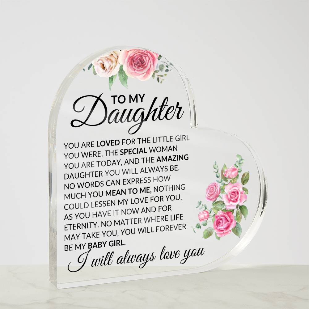 Daughter, love you Acrylic Heart - Kim’s Signature Beauty & Accessories (Store description)