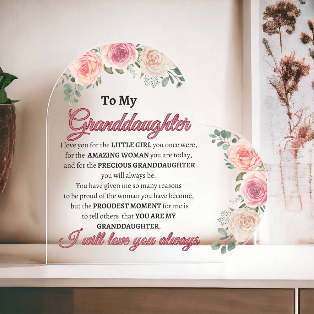 To My Granddaughter Acrylic Heart - Kim’s Signature Beauty & Accessories
