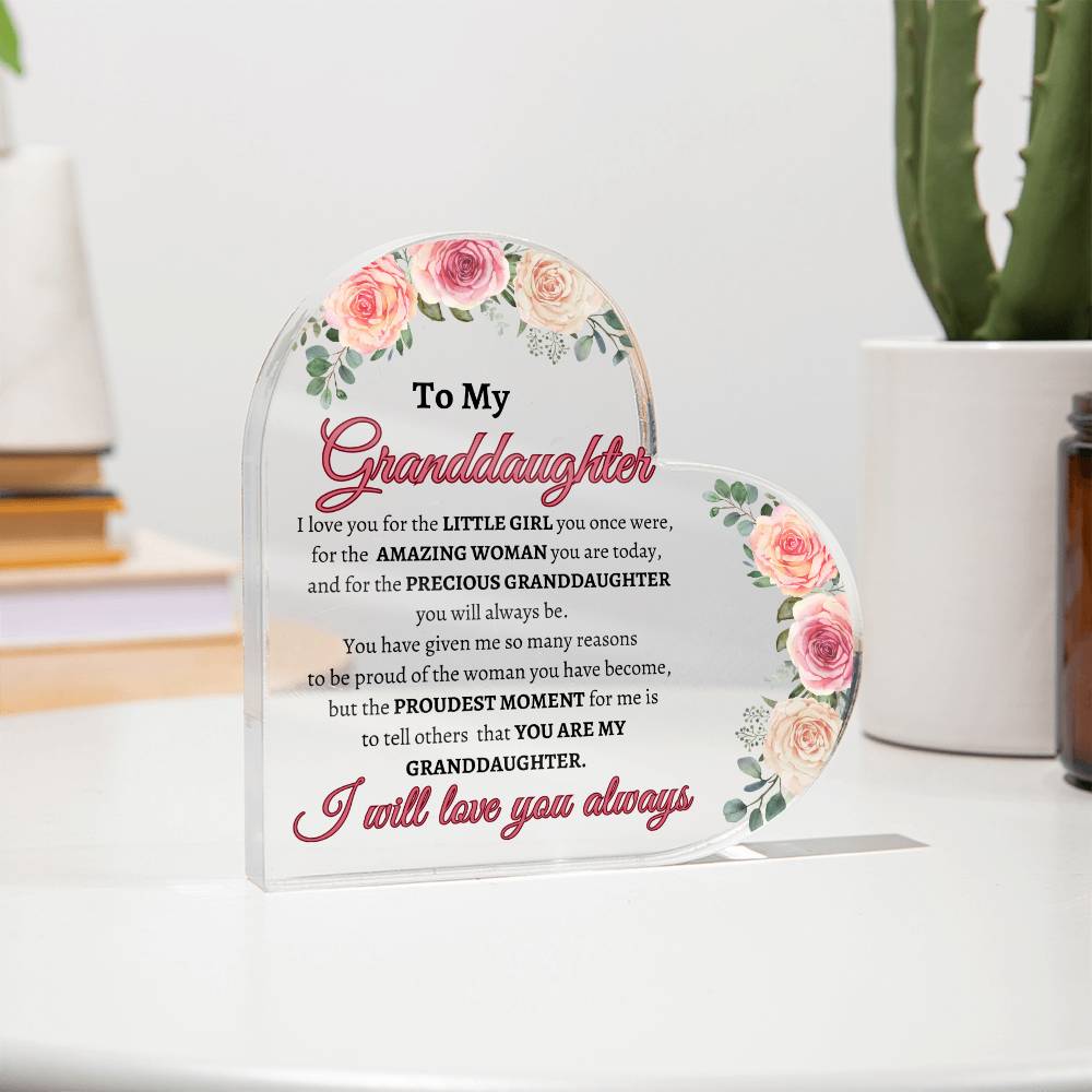 To My Granddaughter Acrylic Heart - Kim’s Signature Beauty & Accessories