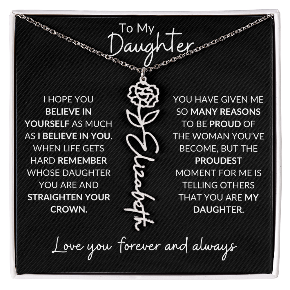 To My Daughter Birth Flower Necklace & Message Card - Kim’s Signature Beauty & Accessories (Store description)
