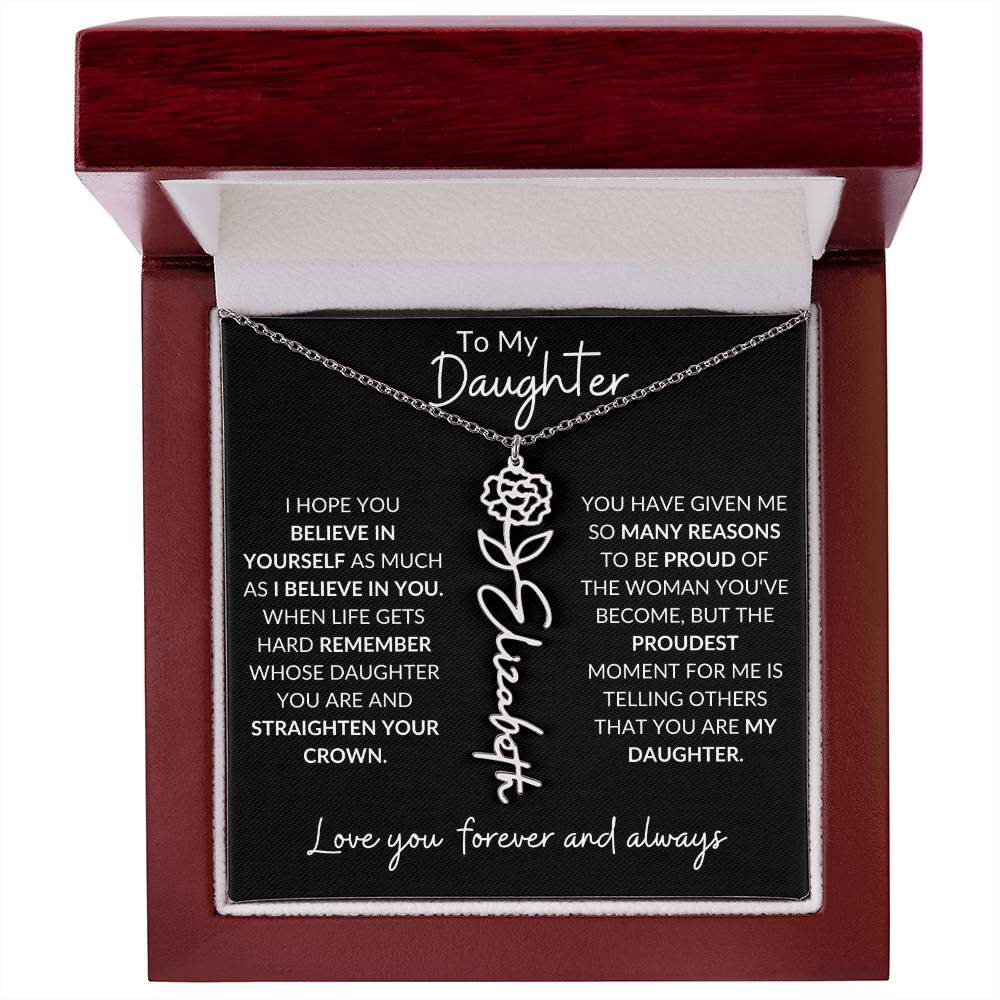 To My Daughter Birth Flower Necklace & Message Card - Kim’s Signature Beauty & Accessories (Store description)