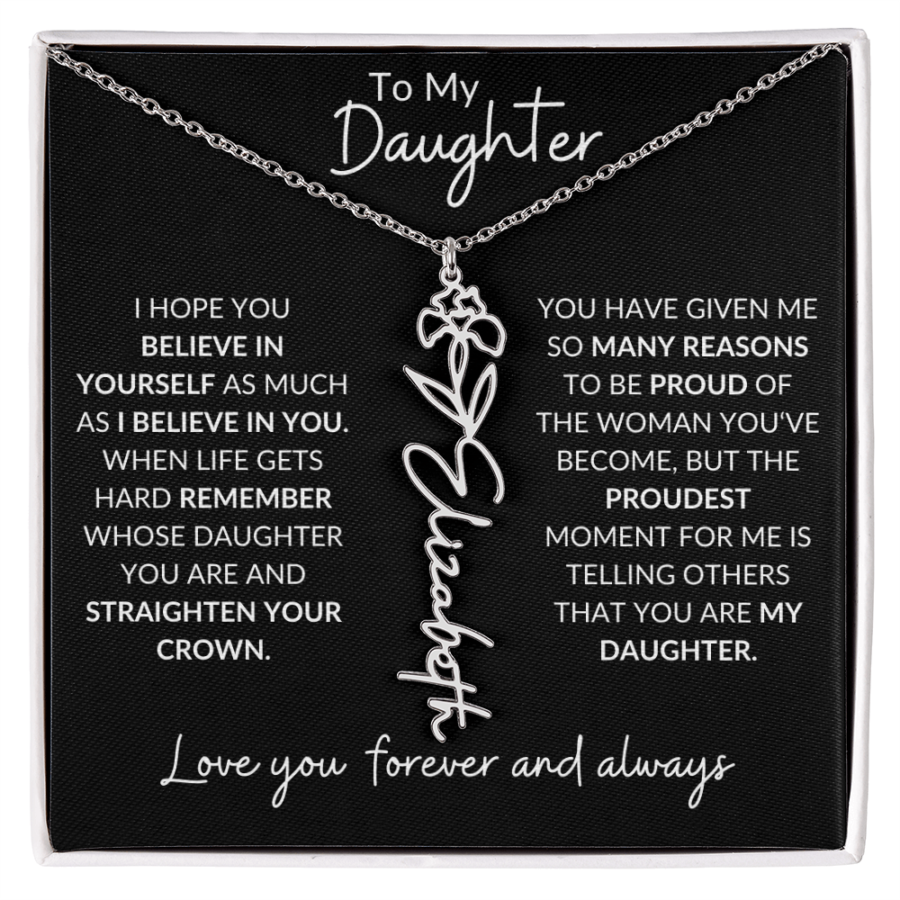 To My Daughter Birth Flower Necklace & Message Card - Kim’s Signature Beauty & Accessories (Store description)