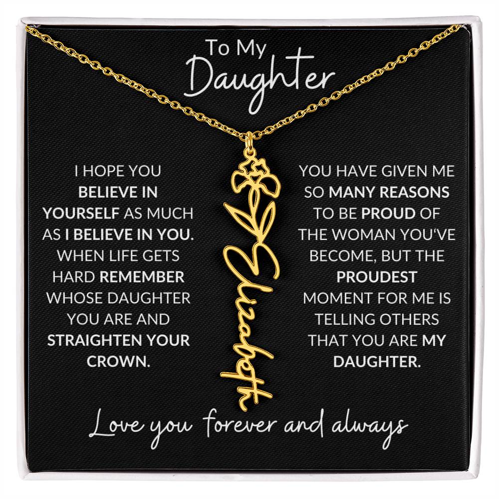 To My Daughter Birth Flower Necklace & Message Card - Kim’s Signature Beauty & Accessories (Store description)