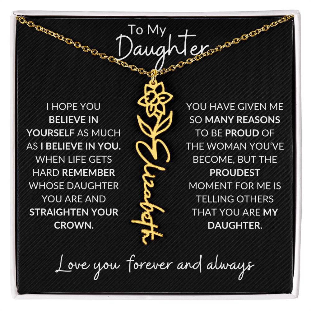 To My Daughter Birth Flower Necklace & Message Card - Kim’s Signature Beauty & Accessories (Store description)