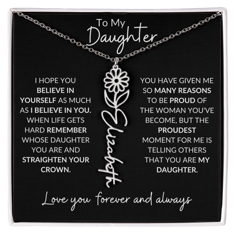 To My Daughter Birth Flower Necklace & Message Card - Kim’s Signature Beauty & Accessories (Store description)