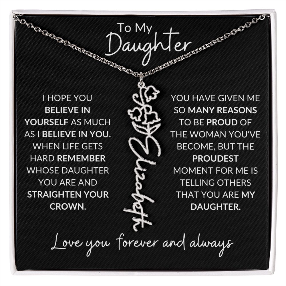 To My Daughter Birth Flower Necklace & Message Card - Kim’s Signature Beauty & Accessories (Store description)