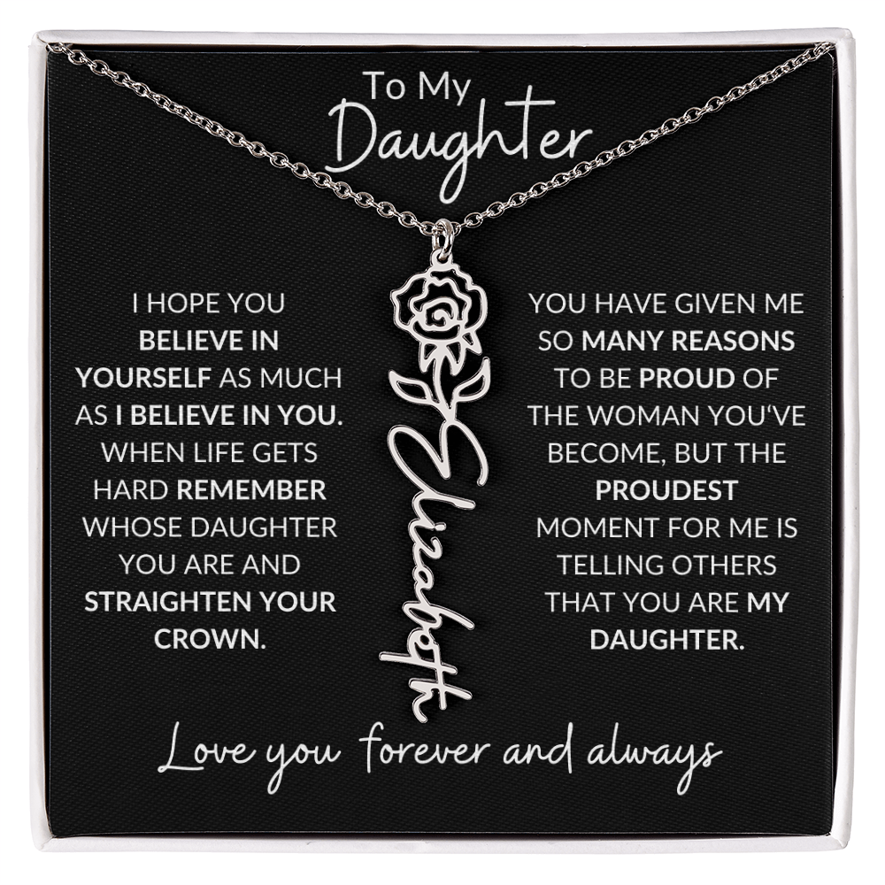 To My Daughter Birth Flower Necklace & Message Card - Kim’s Signature Beauty & Accessories (Store description)