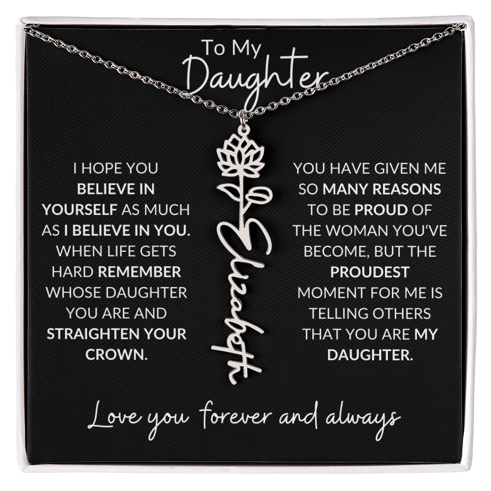 To My Daughter Birth Flower Necklace & Message Card - Kim’s Signature Beauty & Accessories (Store description)