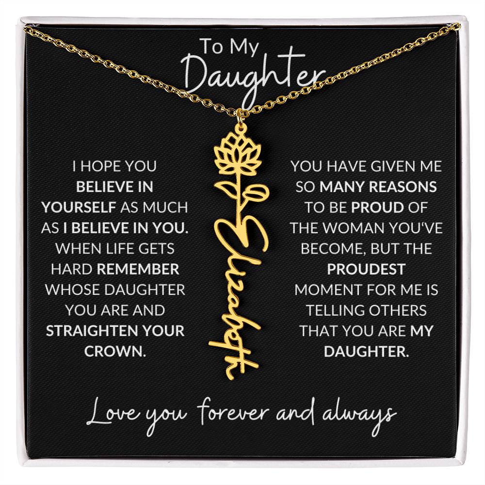 To My Daughter Birth Flower Necklace & Message Card - Kim’s Signature Beauty & Accessories (Store description)