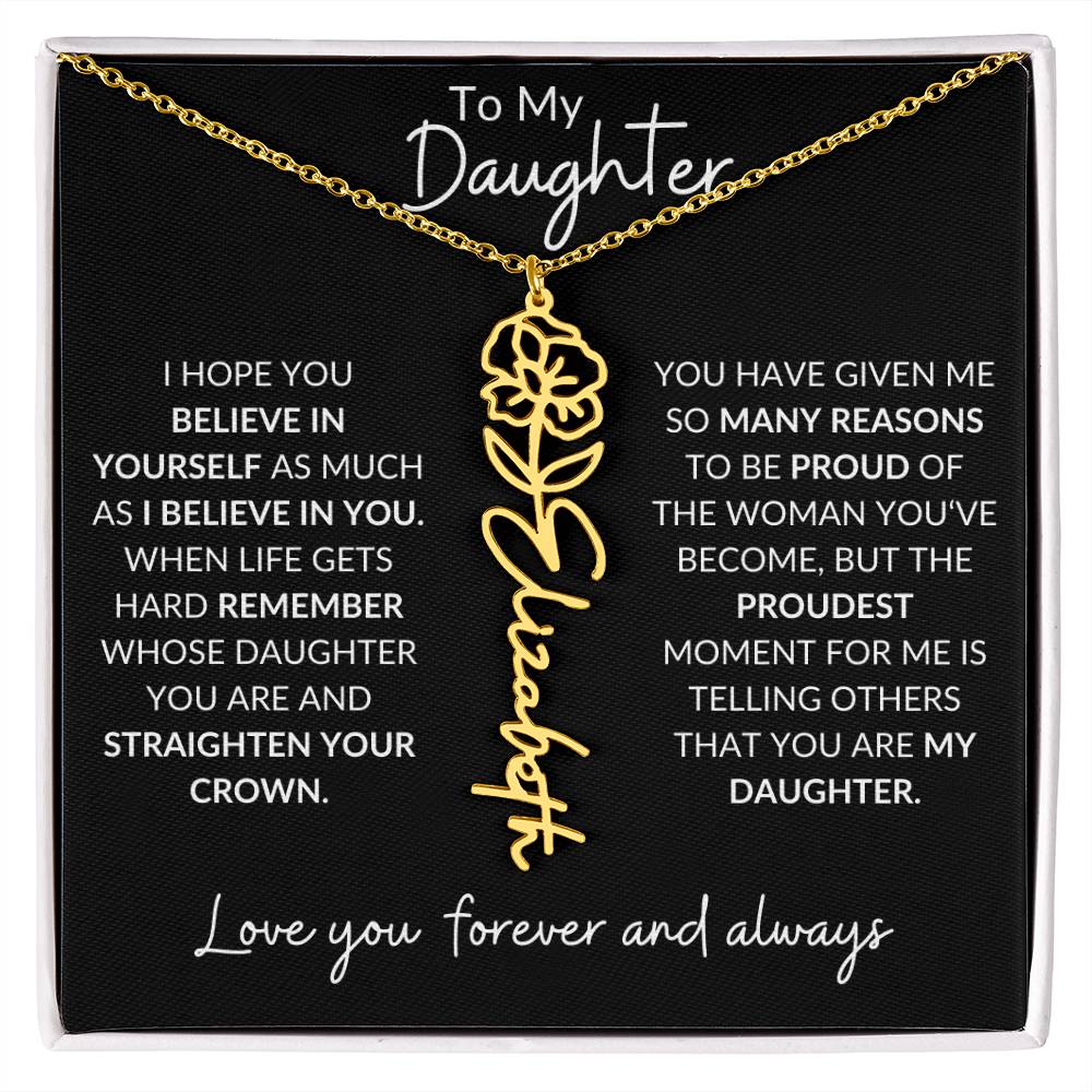 To My Daughter Birth Flower Necklace & Message Card - Kim’s Signature Beauty & Accessories (Store description)