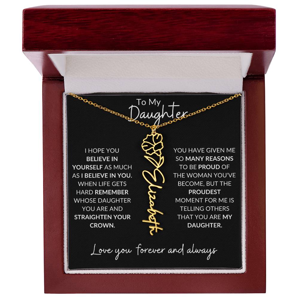 Daughter Birth Flower Necklace & Message Card
