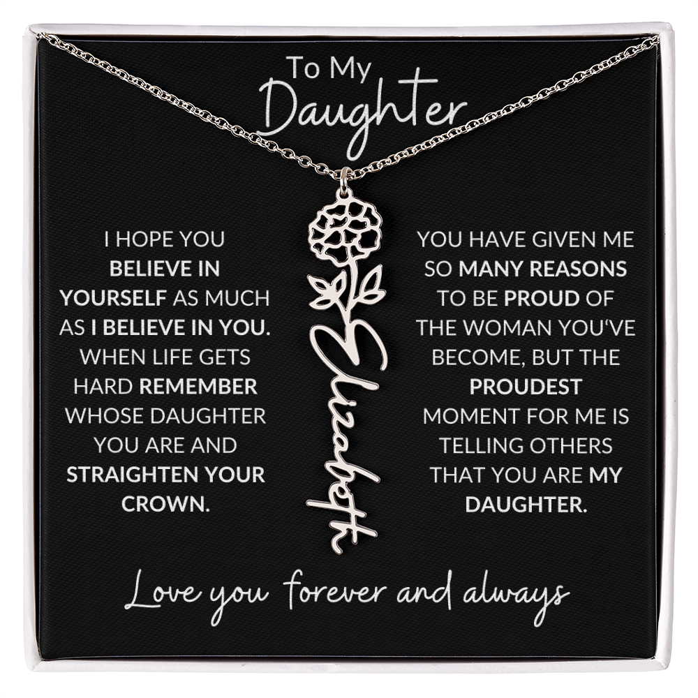 To My Daughter Birth Flower Necklace & Message Card - Kim’s Signature Beauty & Accessories (Store description)