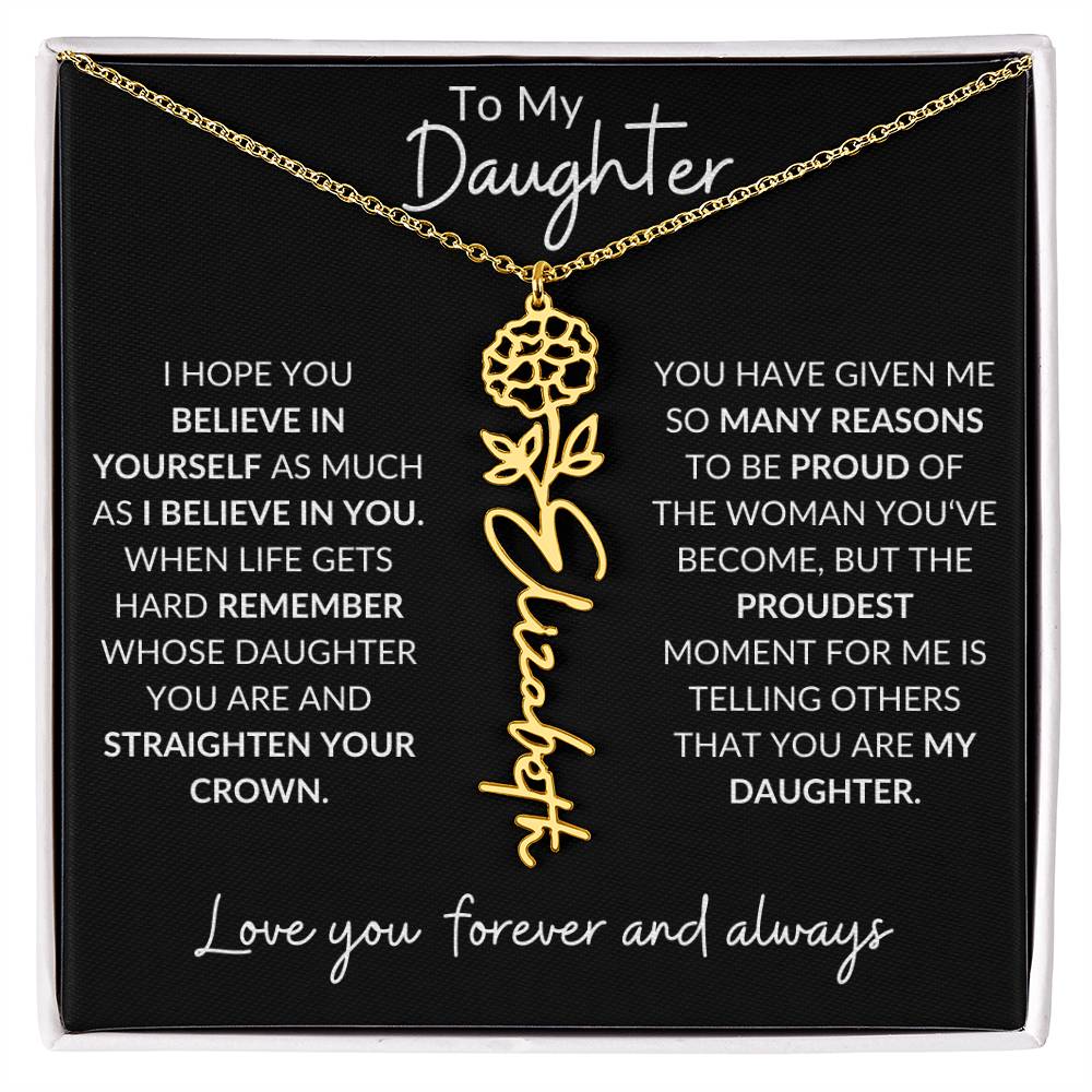 To My Daughter Birth Flower Necklace & Message Card - Kim’s Signature Beauty & Accessories (Store description)