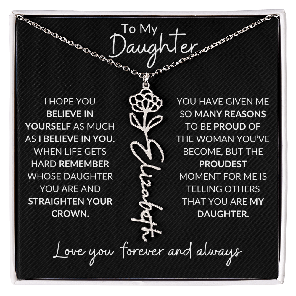 To My Daughter Birth Flower Necklace & Message Card - Kim’s Signature Beauty & Accessories (Store description)