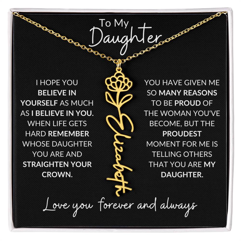 To My Daughter Birth Flower Necklace & Message Card - Kim’s Signature Beauty & Accessories (Store description)