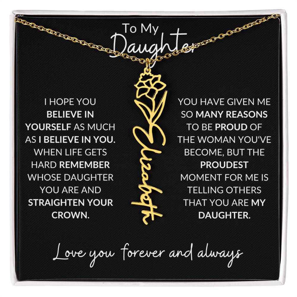 To My Daughter Birth Flower Necklace & Message Card - Kim’s Signature Beauty & Accessories (Store description)