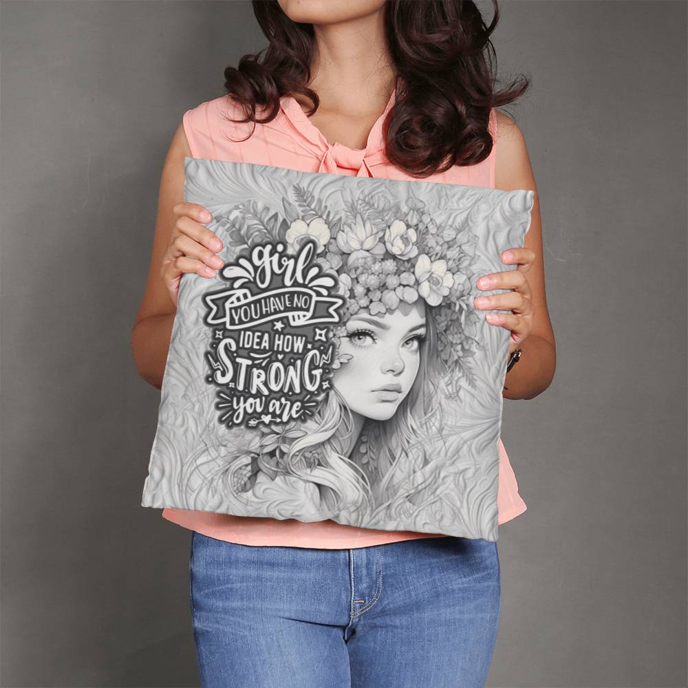 Strong Girl Art Throw Pillow - Kim’s Signature Beauty & Accessories (Store description)