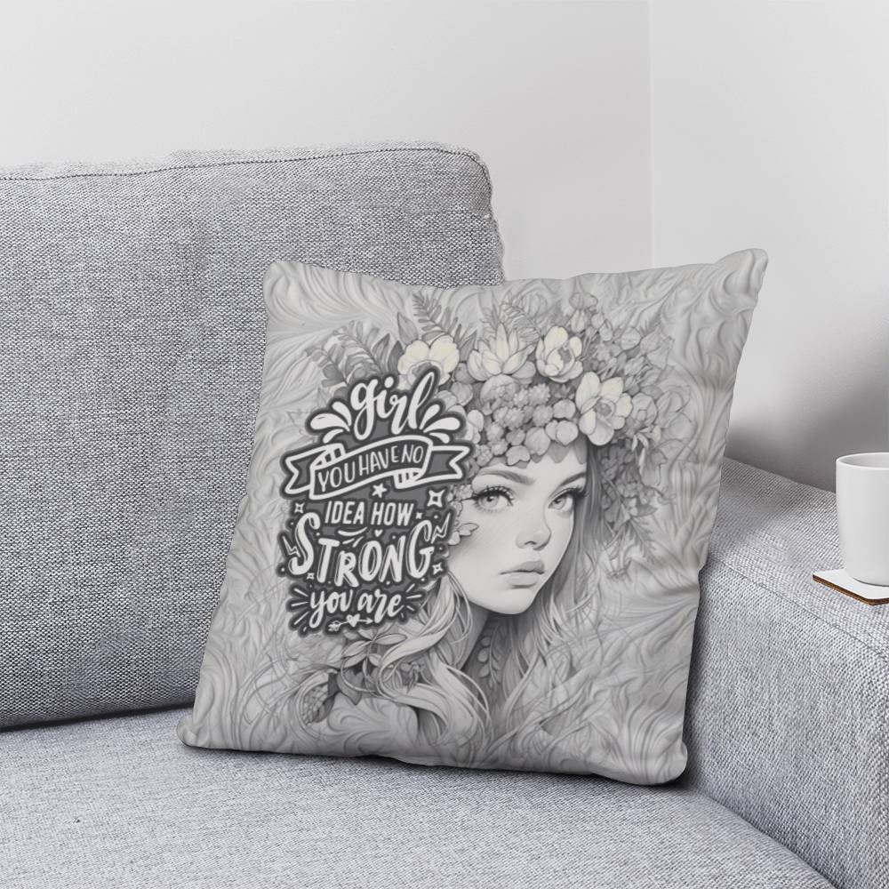 Strong Girl Art Throw Pillow - Kim’s Signature Beauty & Accessories (Store description)
