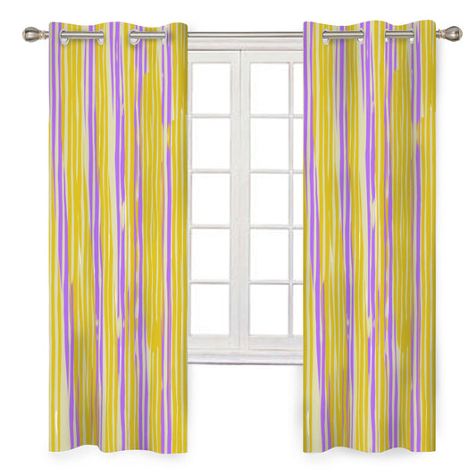 Purple & Yellow Striped Curtains - Kim’s Signature Beauty & Accessories