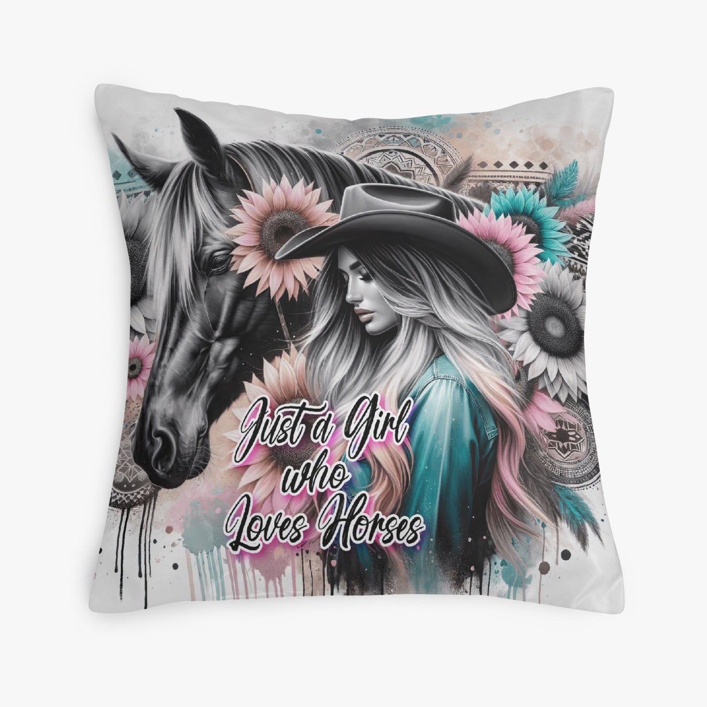 Cowgirl Horse Lover 18" Pillow Cover - Kim’s Signature Beauty & Accessories