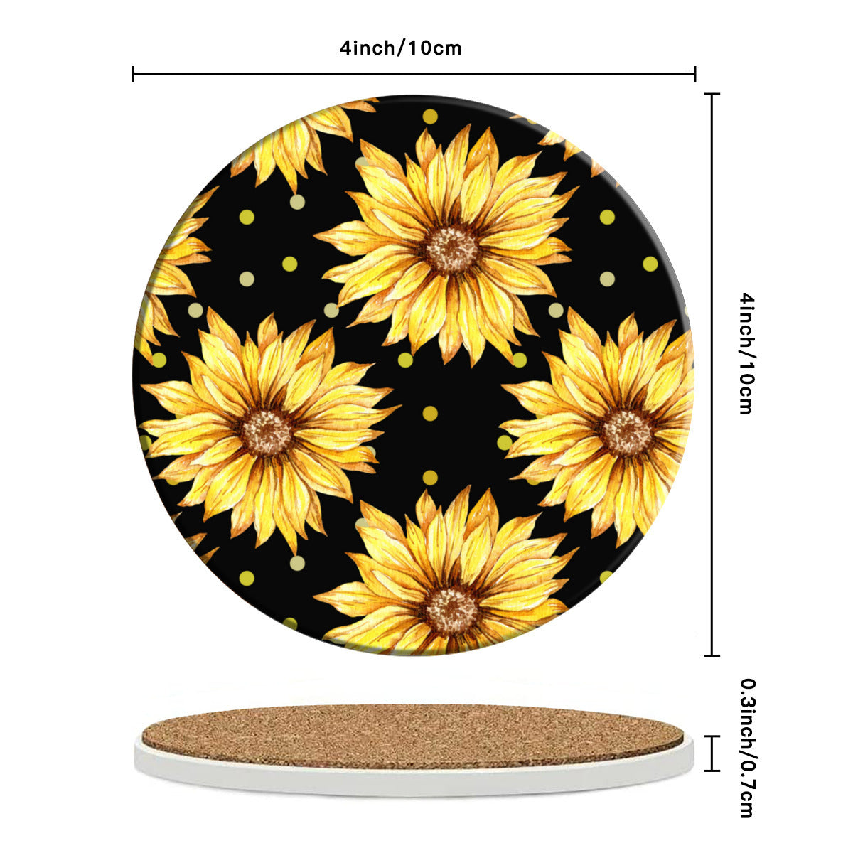 Black Coaster Set with Yellow Sunflowers - Kim’s Signature Beauty & Accessories