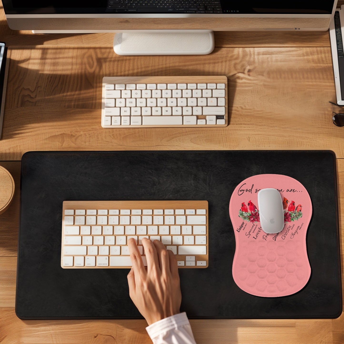 God Says You Are | Cardinal Mouse Pad – Faith-Inspired Design with Wrist Support - Kim’s Signature Beauty & Accessories (Store description)