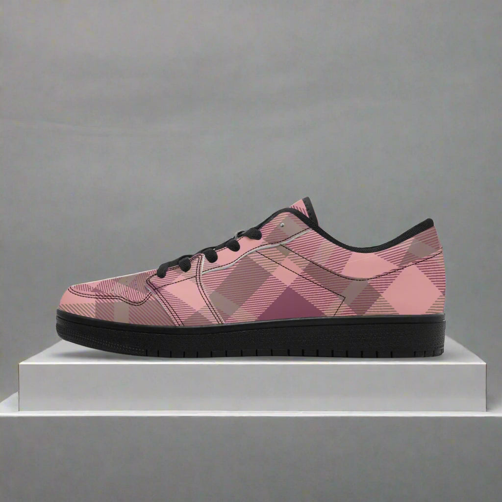 Blush Plaid Sneakers –Streetwear with Comfort & Style - Kim’s Signature Beauty & Accessories