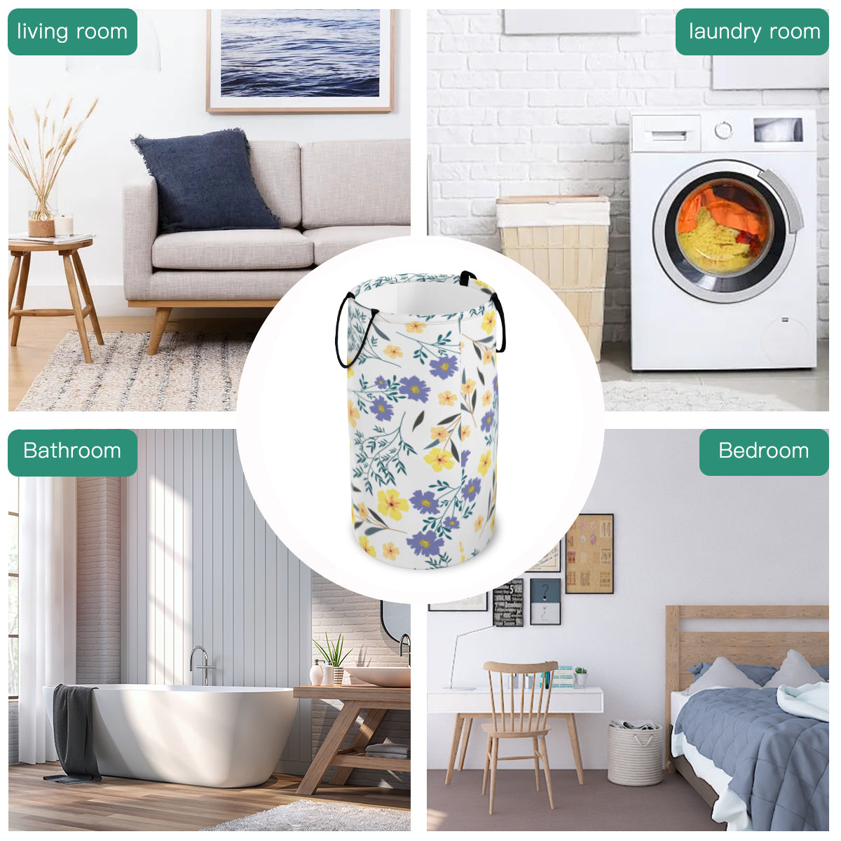 Purple & Yellow Floral Foldable laundry Basket - Kim’s Signature Beauty & Accessories