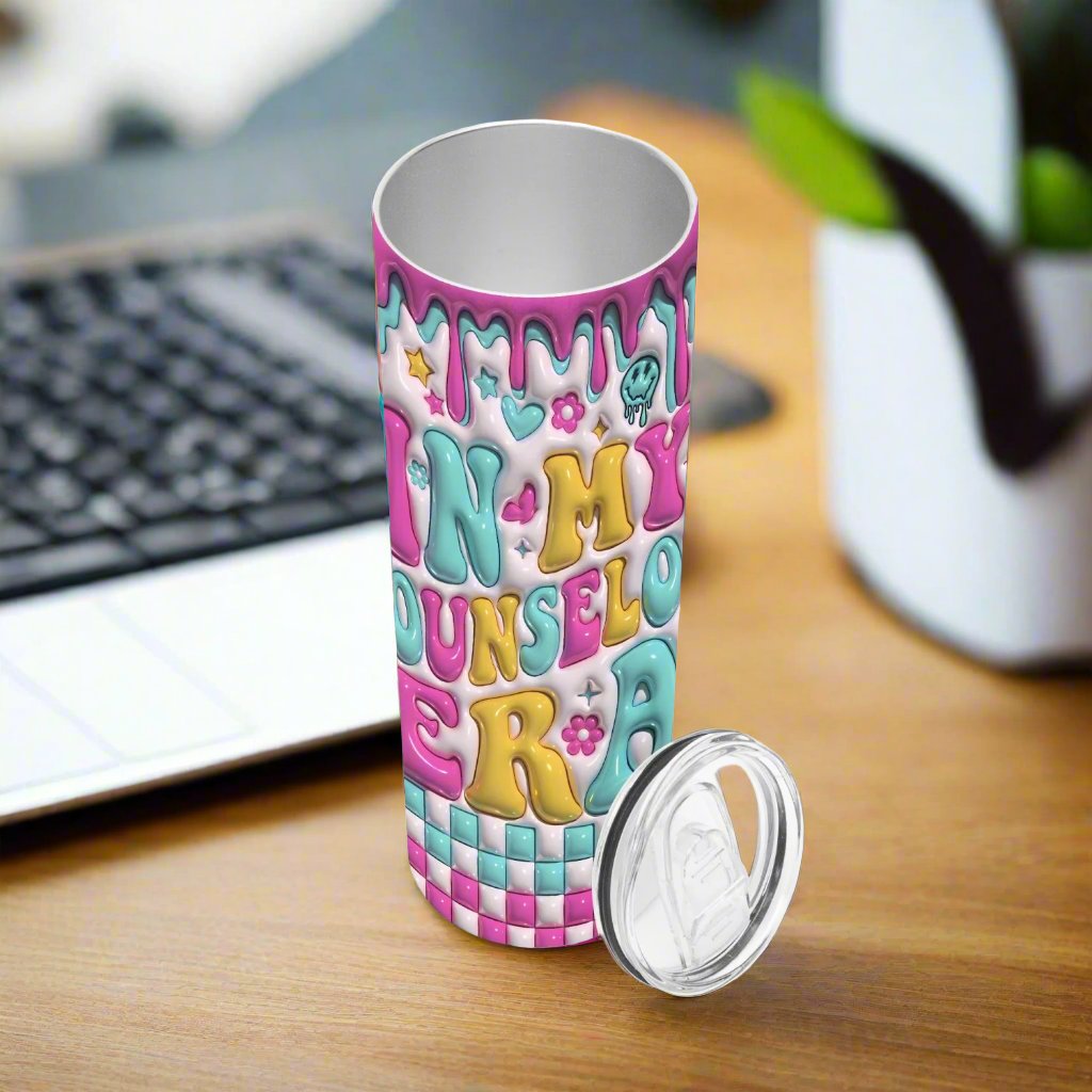 In My Counselor Era | Straight Skinny Tumbler - Kim’s Signature Beauty & Accessories (Store description)