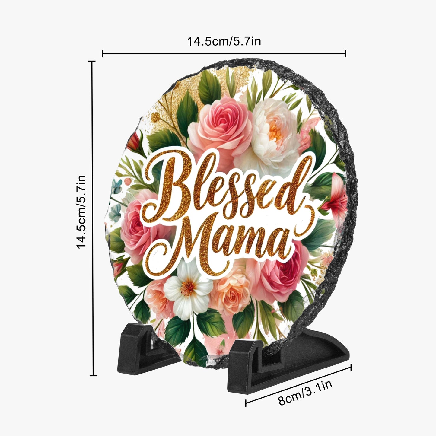 Blessed Mama Floral Round Slate Plaque - Kim’s Signature Beauty & Accessories