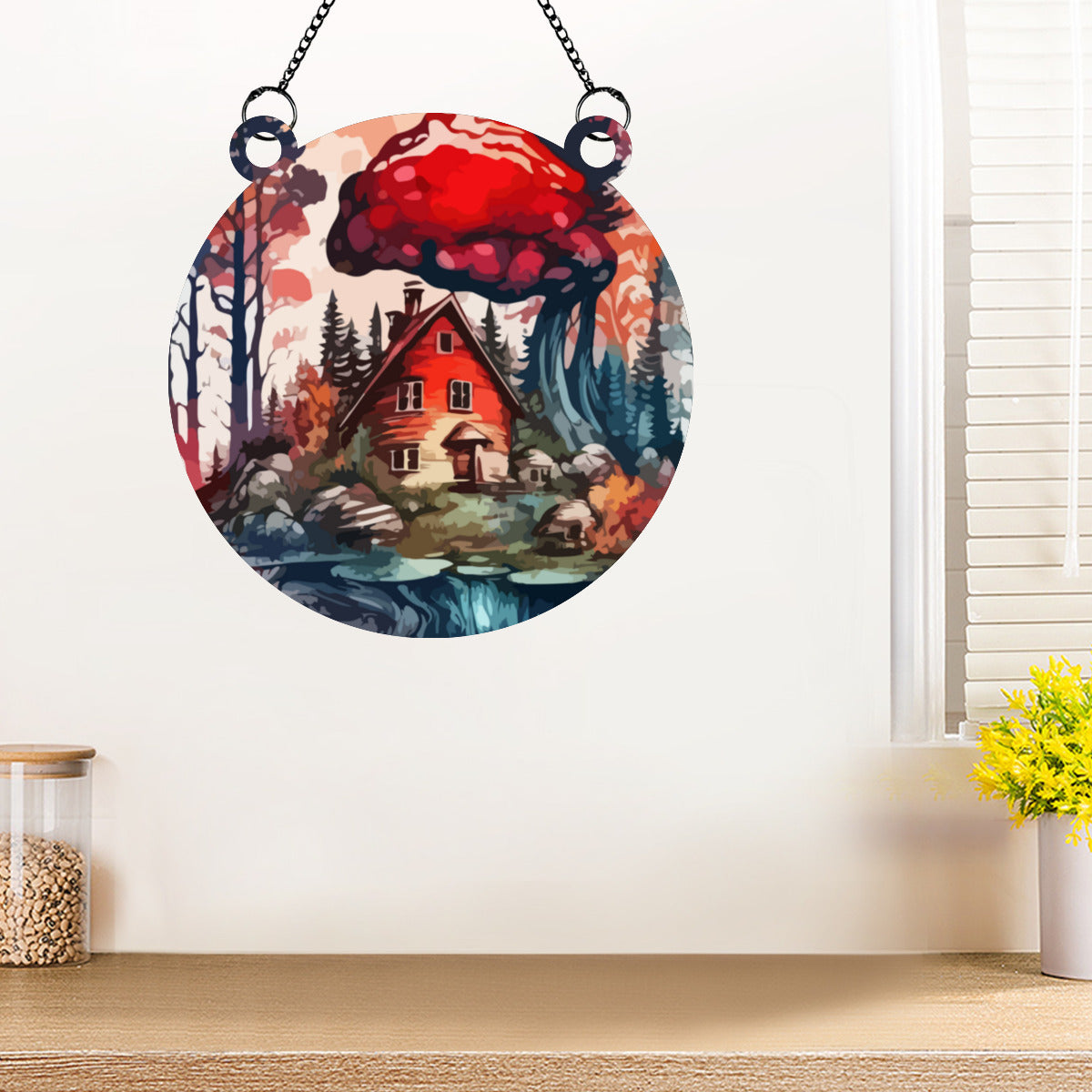 Fall Lake House Stained Glass - Kim’s Signature Beauty & Accessories