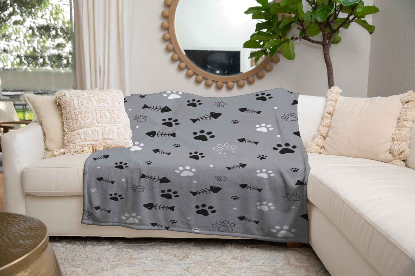 Cat Paws & Fish Bones Plush Blanket - Kim’s Signature Beauty & Accessories (Store description)