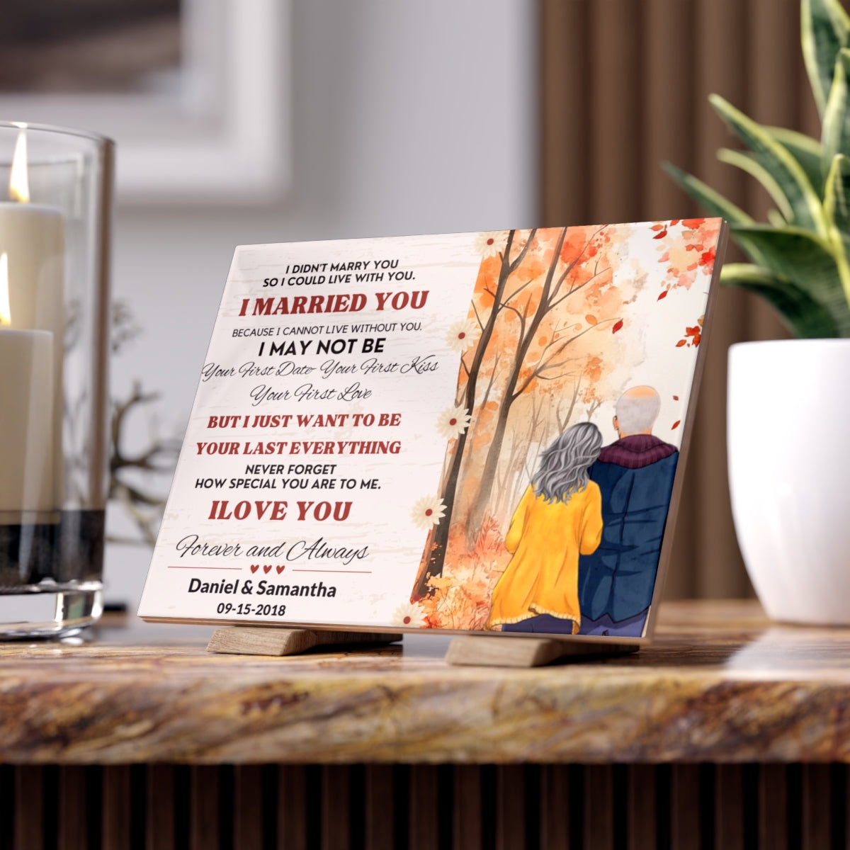 "I Married You" Personalized Photo Tile - Kim’s Signature Beauty & Accessories (Store description)