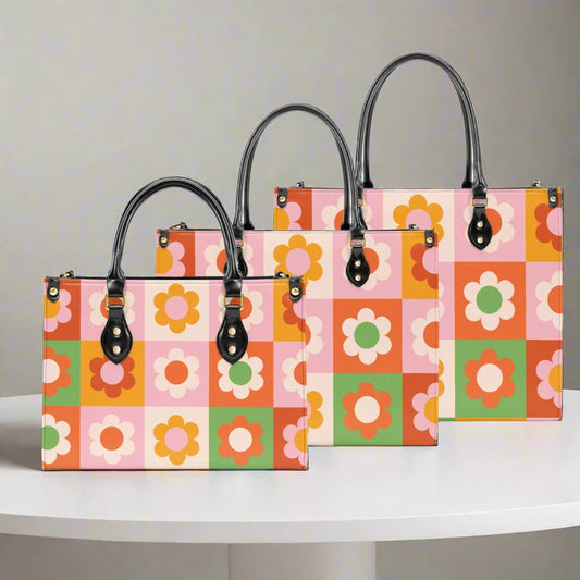 Retro Floral PU Leather Handbag - 2 Sizes - Kim’s Signature Beauty & Accessories
