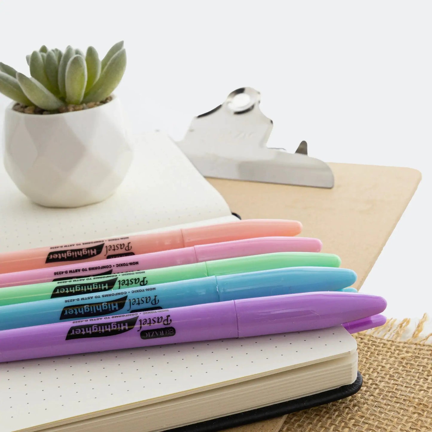 Pen Style Pastel Assorted Colors Highlighter w/ Pocket Clip (5/Pack) - Kim’s Signature Beauty & Accessories (Store description)