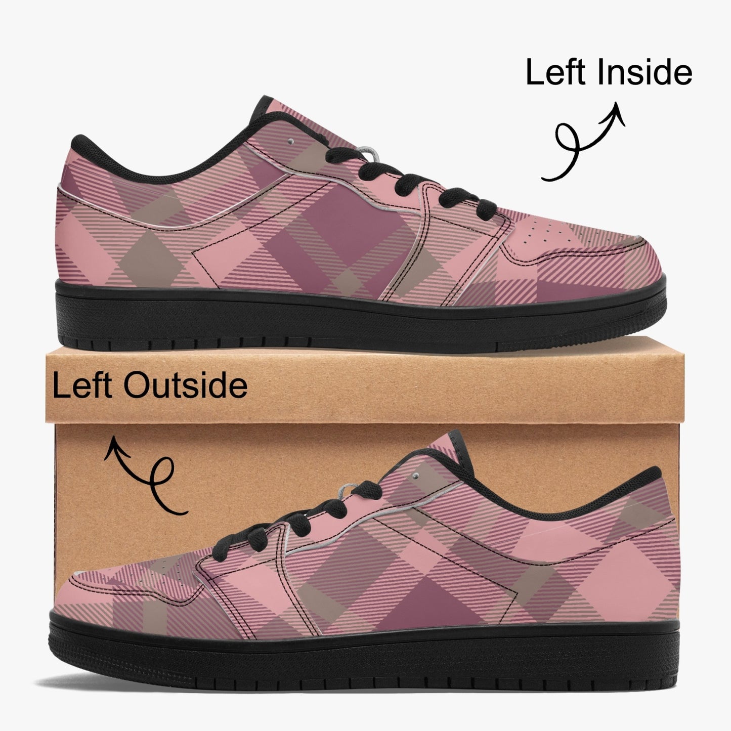 Blush Plaid Sneakers –Streetwear with Comfort & Style - Kim’s Signature Beauty & Accessories