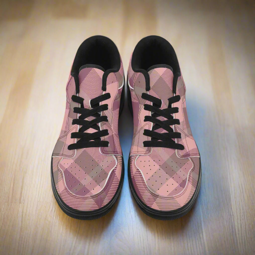 Blush Plaid Sneakers –Streetwear with Comfort & Style - Kim’s Signature Beauty & Accessories