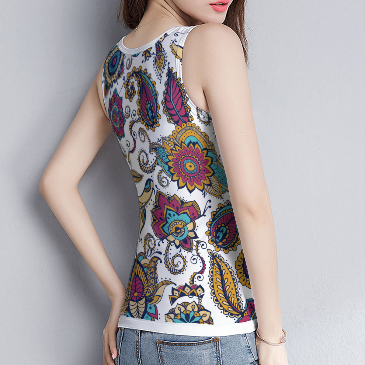 Purple & Gold Paisley Tank Top - Kim’s Signature Beauty & Accessories (Store description)