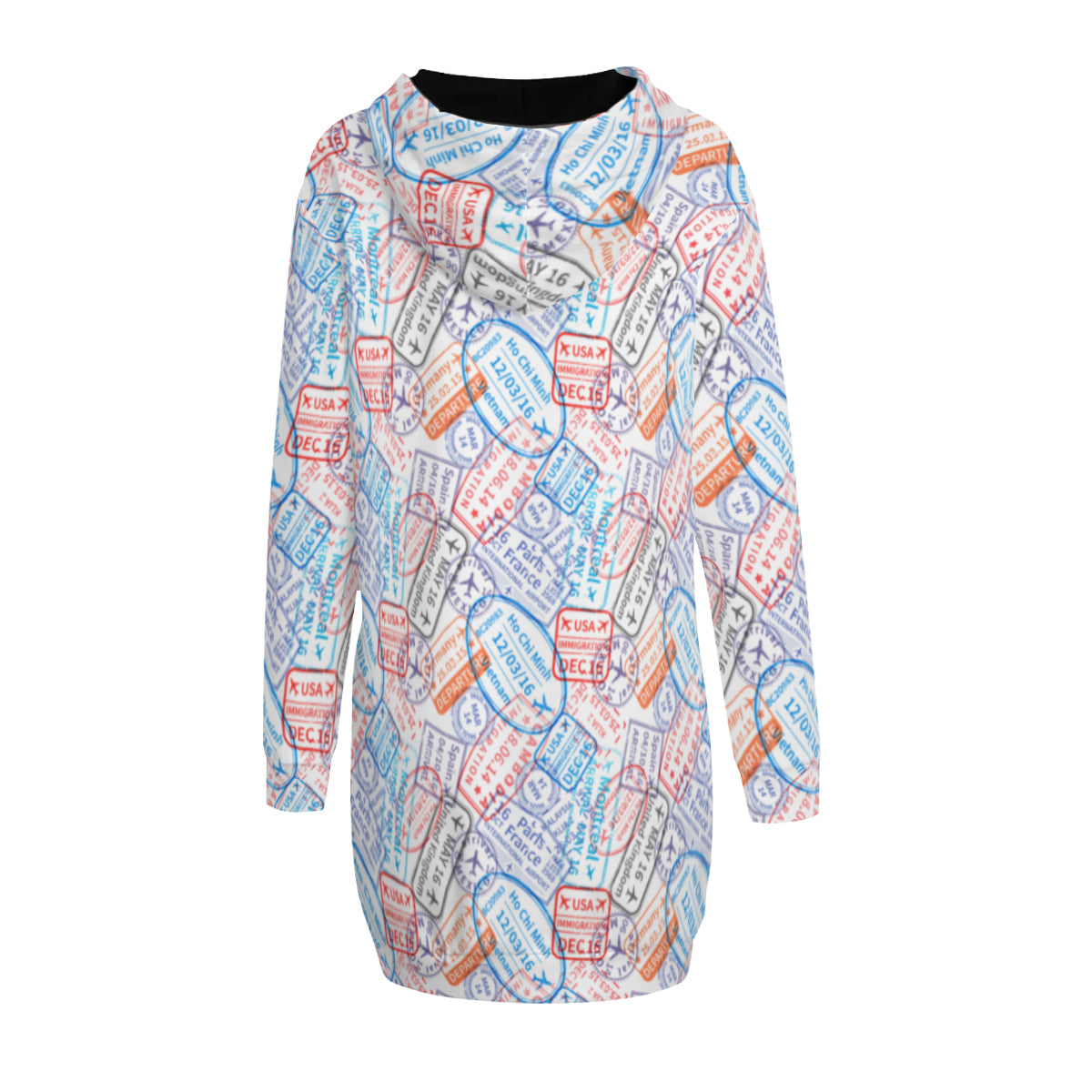 Postage Stamp Travel Hoodie Dress - Kim’s Signature Beauty & Accessories (Store description)