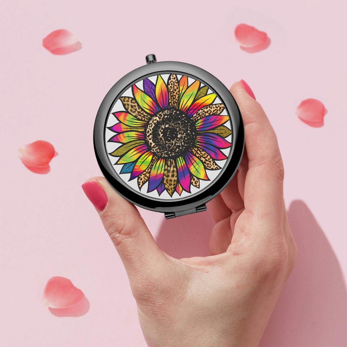 Retro Floral Compact Mirror – Travel-Friendly Makeup Accessory - Kim’s Signature Beauty & Accessories