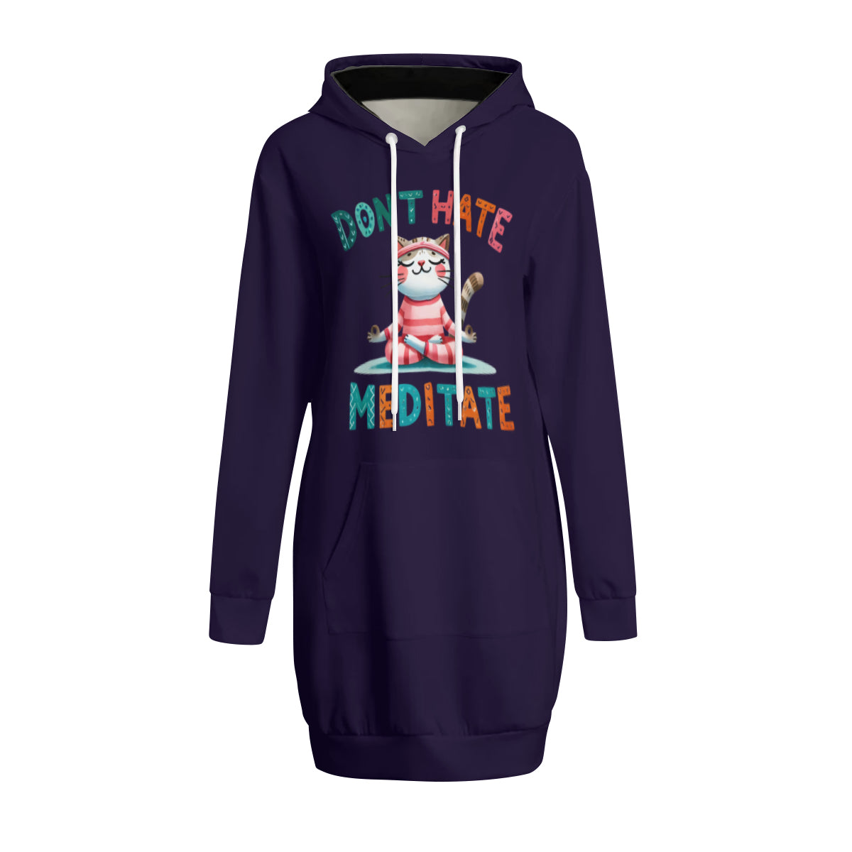 Don't Hate Meditate Cat Lovers Hoodie Dress - Kim’s Signature Beauty & Accessories