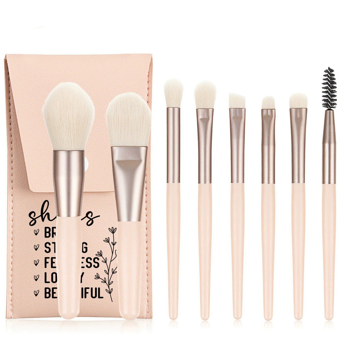 She Is Brave 8-Piece Makeup Brush Set – Soft Brushes with Inspirational Travel Case - Kim’s Signature Beauty & Accessories (Store description)