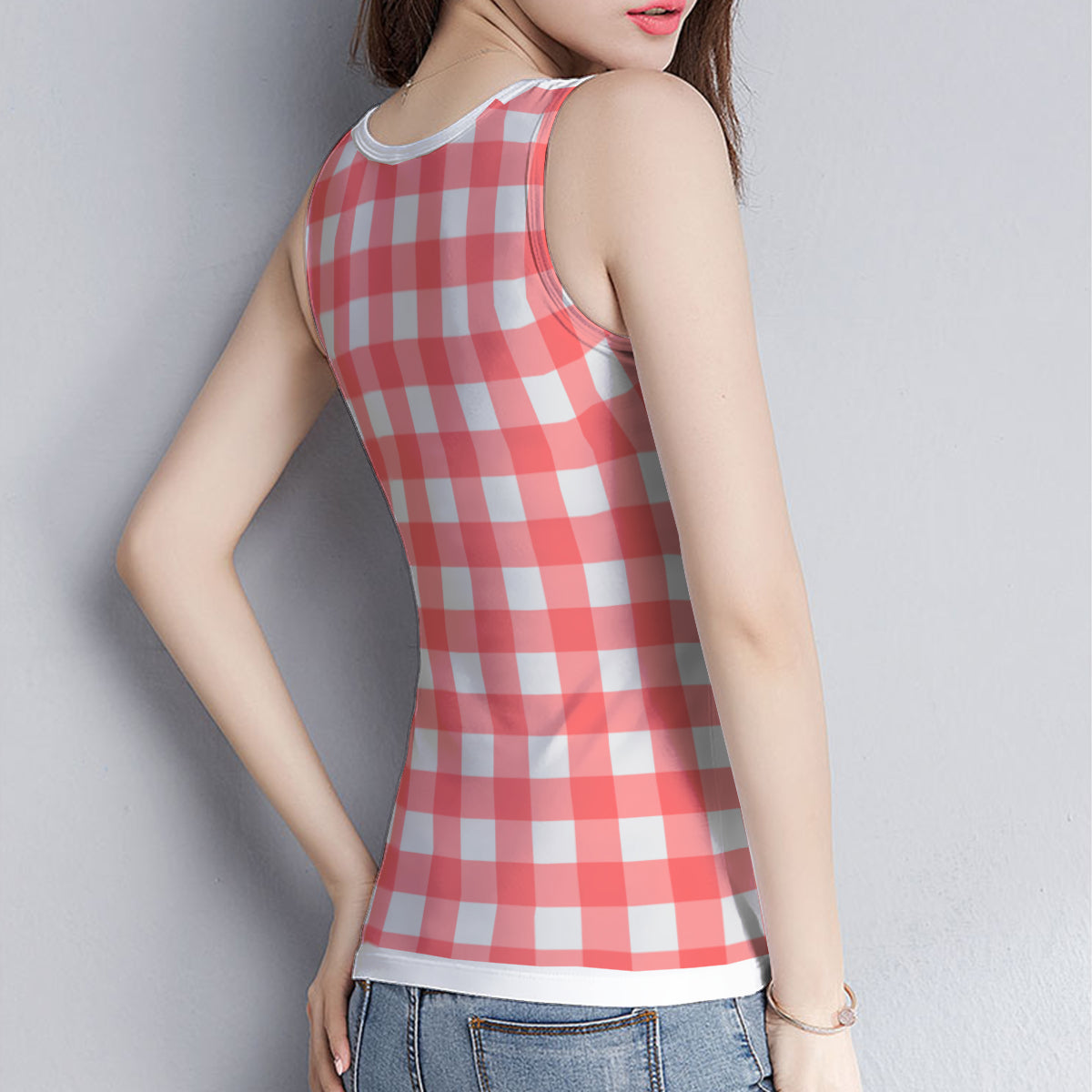 Pink & White Checkered Tank Top - Kim’s Signature Beauty & Accessories