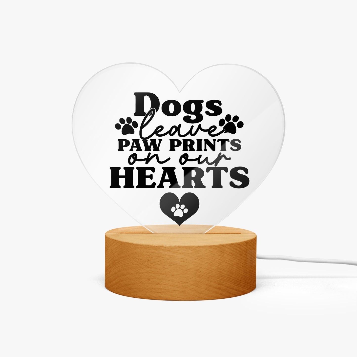 Dogs Leave Paw Prints Acrylic Plaque with Stand - Heart - Kim’s Signature Beauty & Accessories