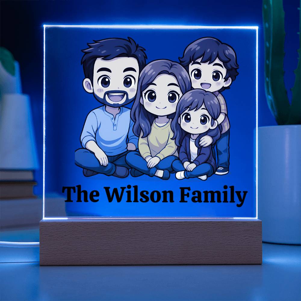 Custom Chibi Family Acrylic Plaque with LED Base - Kim’s Signature Beauty & Accessories