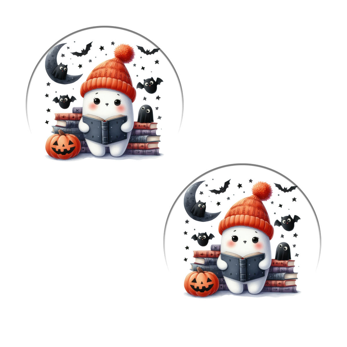 Book Reading Ghost Ceramic Coasters - Kim’s Signature Beauty & Accessories (Store description)
