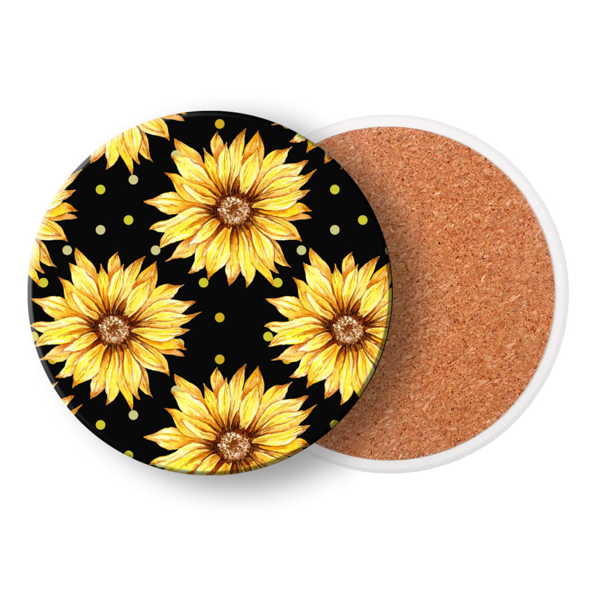 Black Coaster Set with Yellow Sunflowers - Kim’s Signature Beauty & Accessories